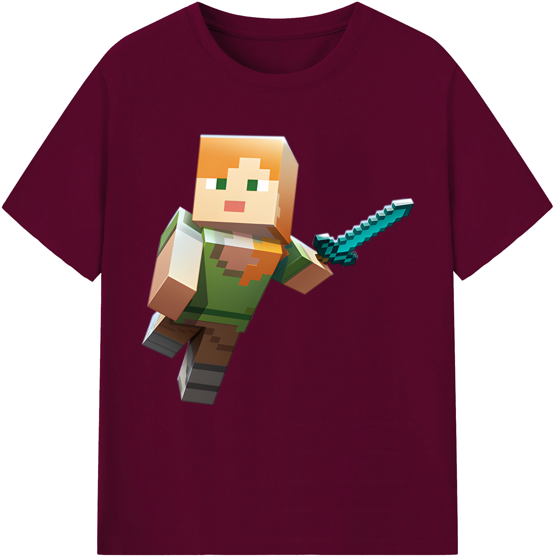 （画像用） マインクラフト ブロックの世界 Minecraft MC Block world レディースカジュアルプリントTシャツ（綿100％）